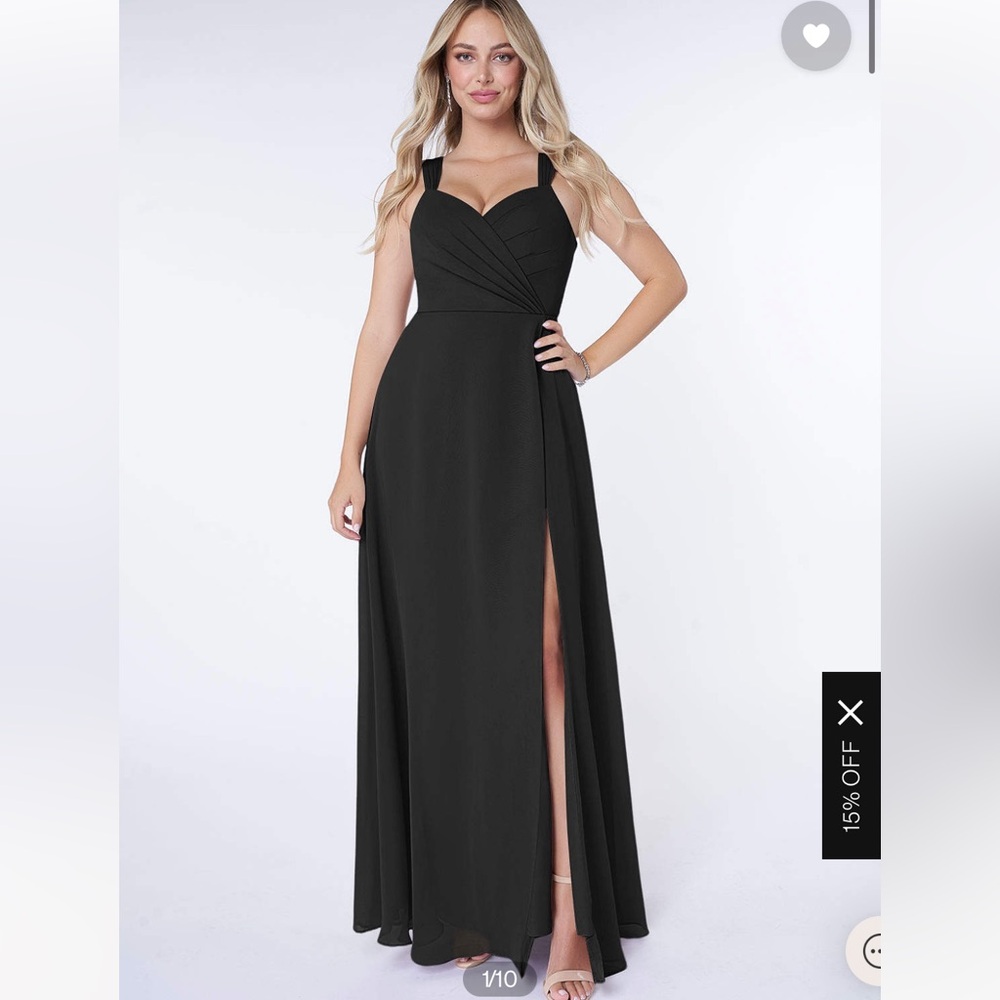 Azazie Nahrin Black Bridesmaid Dress, Size 2, Perfect condition!